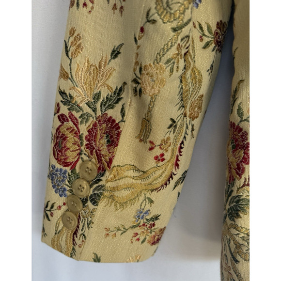 Vintage Clement Womens Floral Brocade Button Blazer Size XL Shimmer German Jacke - Picture 10 of 16